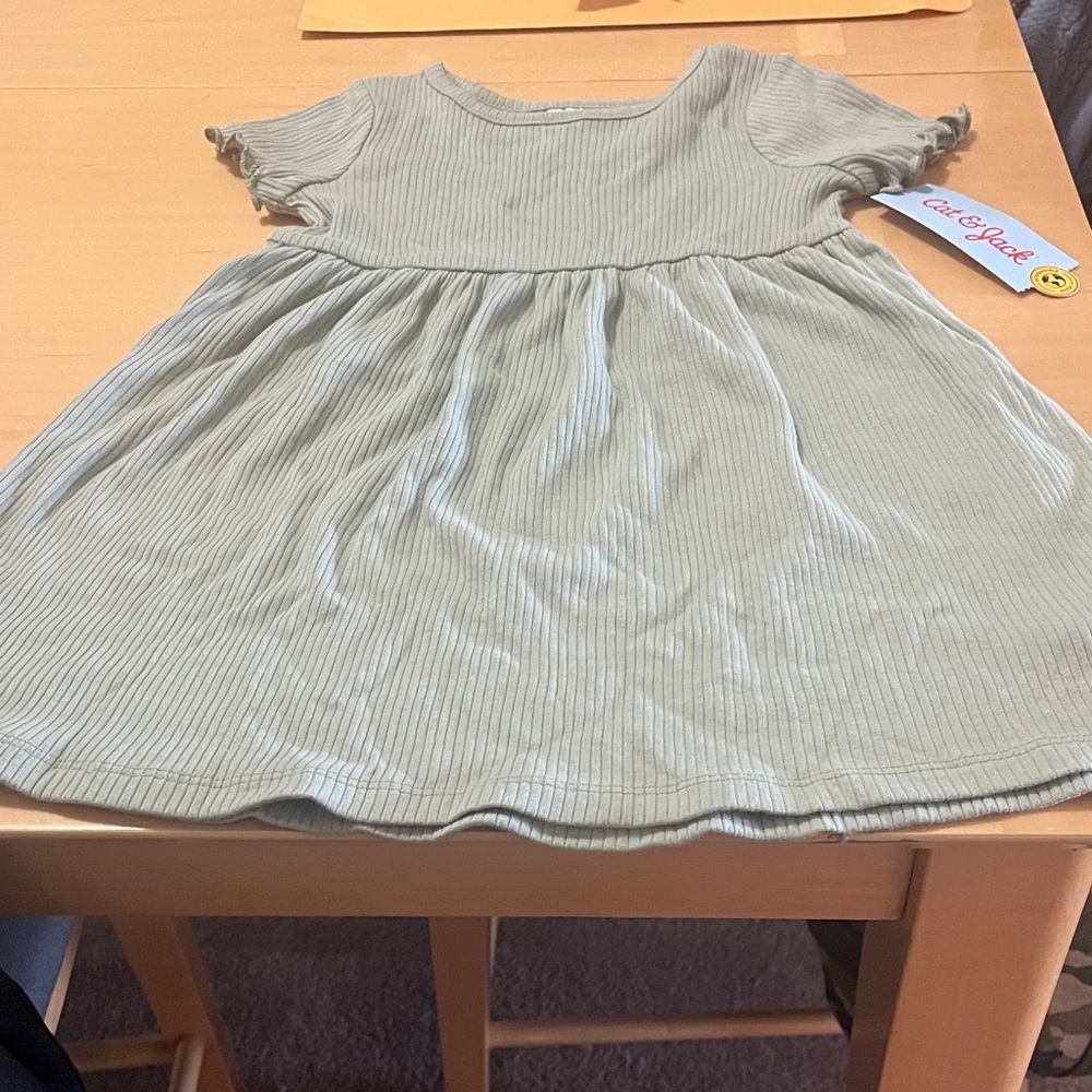 Cat & Jack Ribbed Olive Kids Dress